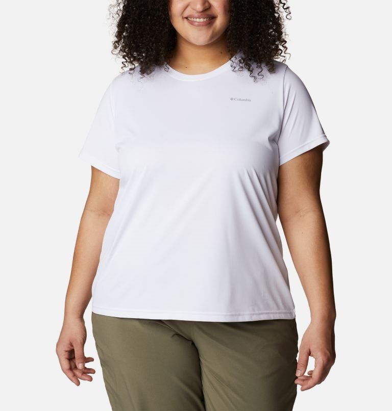 Tricouri Columbia Hike Scurte Sleeve Crew Dama Albi | Plus Size RH07S9Q81